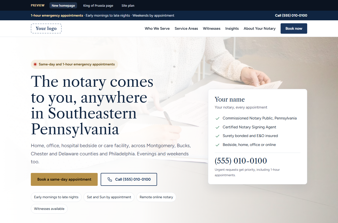 Local service website preview
